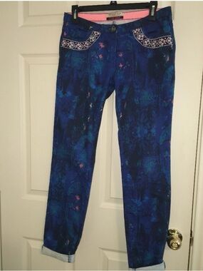 Maison Scotch Blue Patterned Skinny Jeans size 26 x 32 nwt